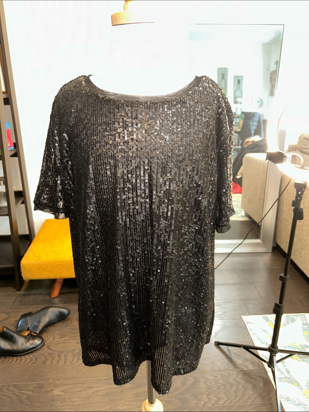 Anne Klein Black Sequin Party blouse